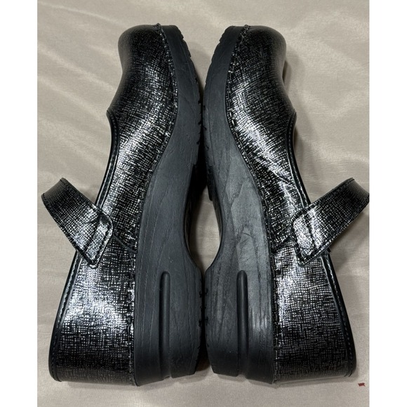 Sanita Ladies 39 Blaire Mary Jane Hook & Loop Black Silver Leather Clogs Shoes‎ - Picture 10 of 12